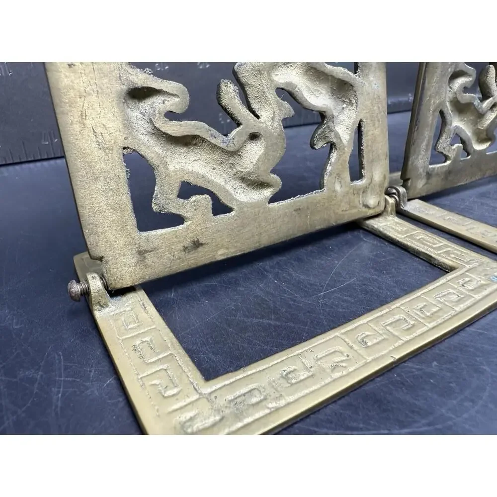 Vintage Pair BRASS COLLAPSIBLE HORSE BOOKENDS, 6 3/4" X 4 1/8" - Picture 14 of 15